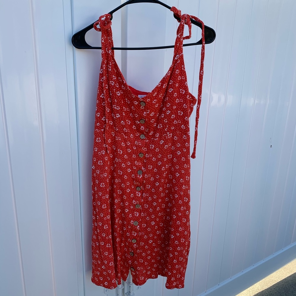 Red-Orange Summer Midi Dress